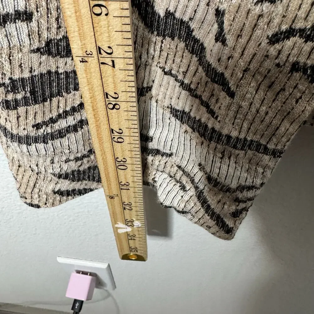 Chico’s Women’s 0 Small Open‎ Front Zebra Animal Print Cardigan Sweater Neutral